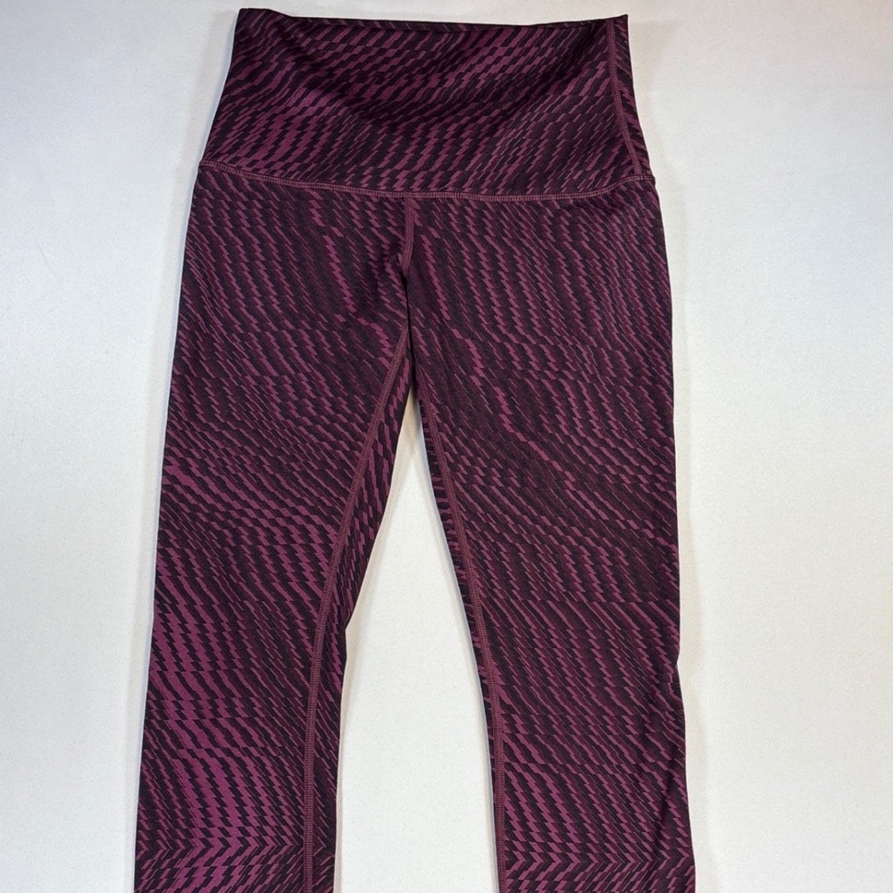 Lululemon Wunder Under Leggings Womens 6 Purple Geometric Yoga Gym Athleisure